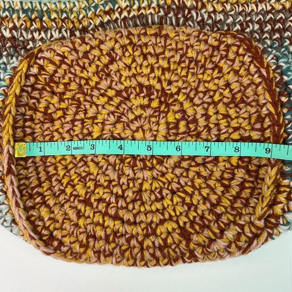 Handcrafted Multicolor Crochet Scrap Woven Tote Bag Basket Storage Handmade Knit